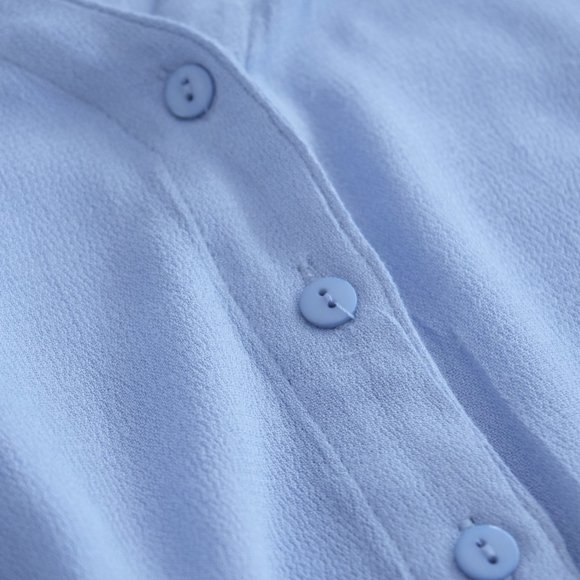 Womens Tie Front Blouse | Size 8| Summer Shirt | Blue Casual Button Blouse - Picture 2 of 3